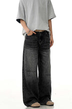 Whiskered Grey Straight Jeans