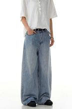 Washed Blue Straight Jeans
