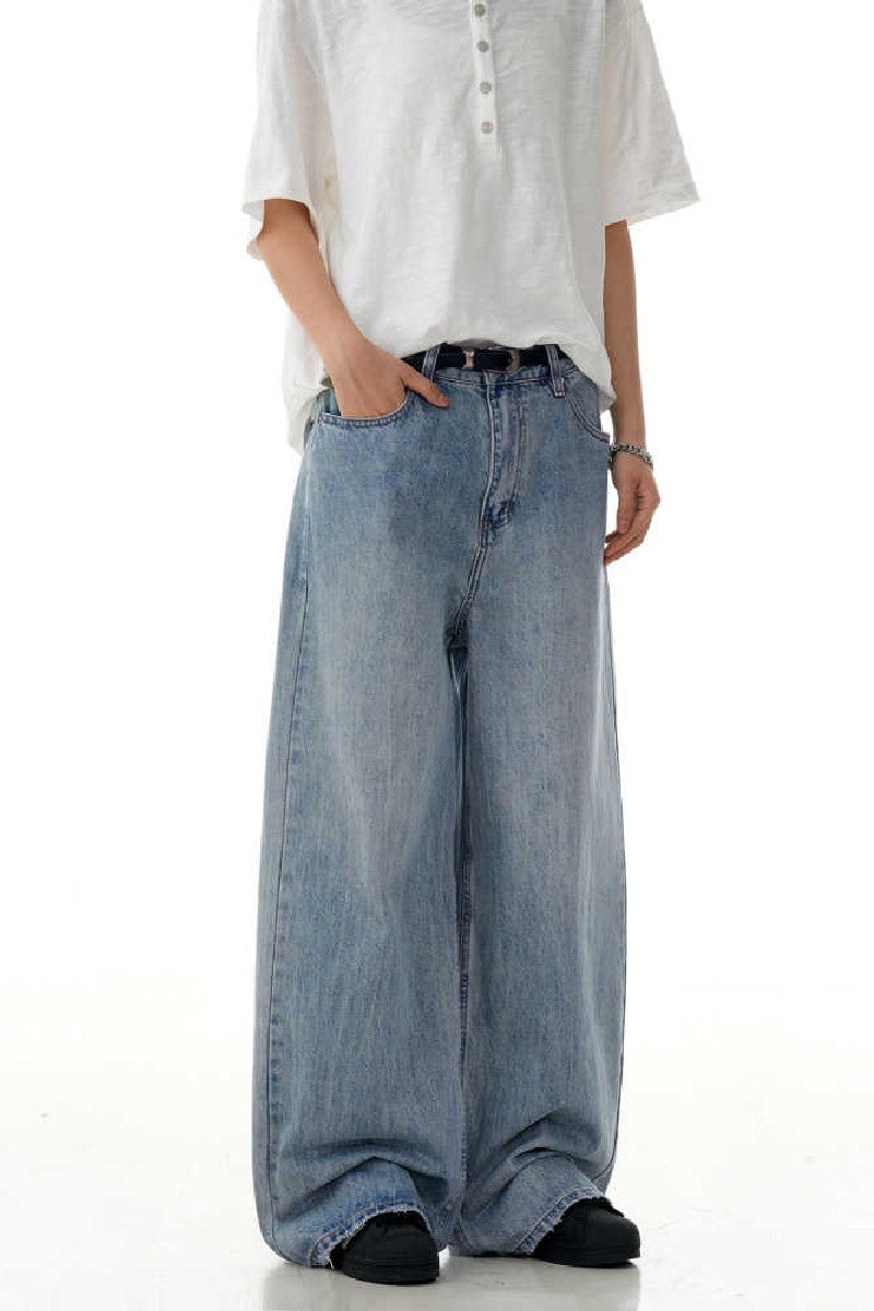 Washed Blue Straight Jeans