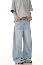 Blue Deconstructed Cropped Jeans