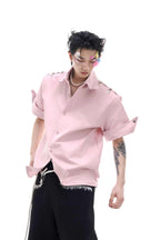 Metal Buckle Deconstructed Shirt