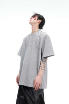 Hand-Sewn Rhinestone Cotton Tee