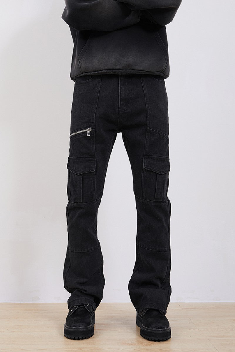 Straight Flared Cargo Trousers