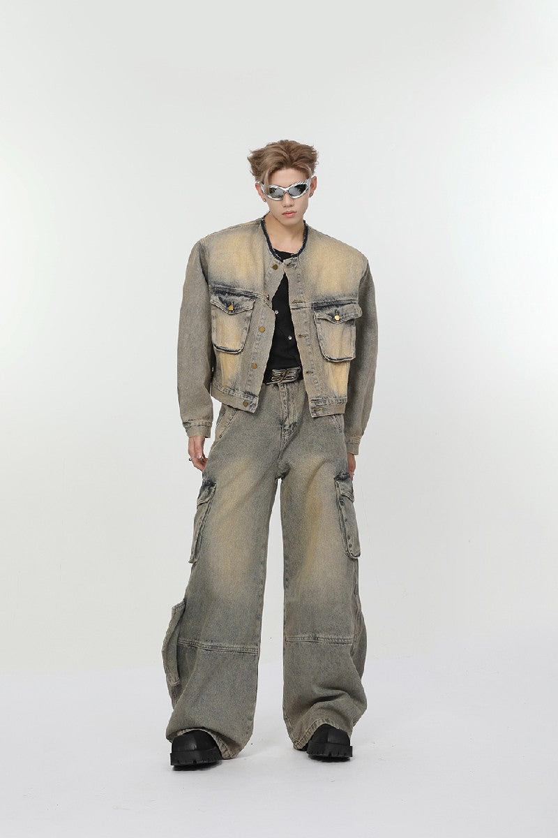 Washed Pockets Jeans