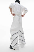 Striped Studded Blade Trousers