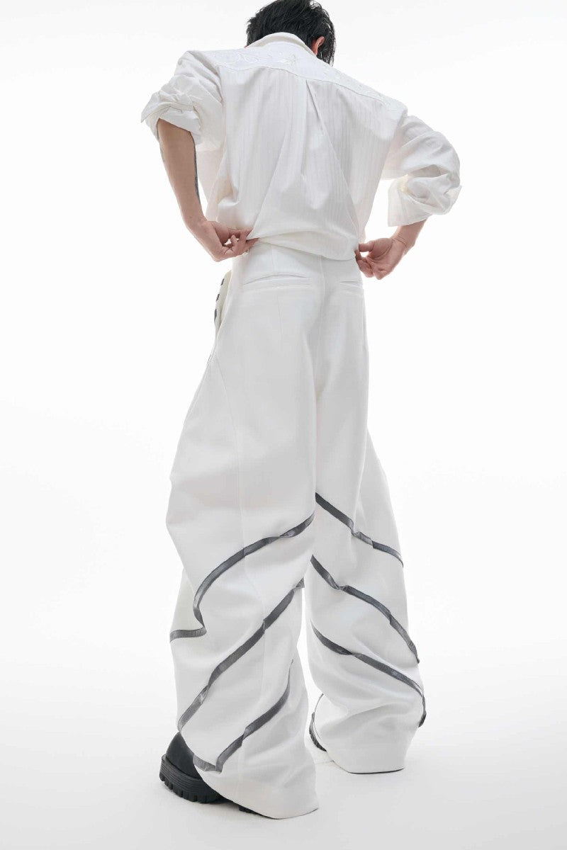 Striped Studded Blade Trousers