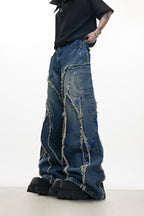 Sequin Trim Wide Leg Jeans
