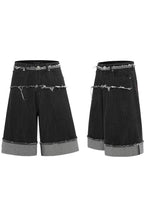 Cuffed Hem Denim Shorts