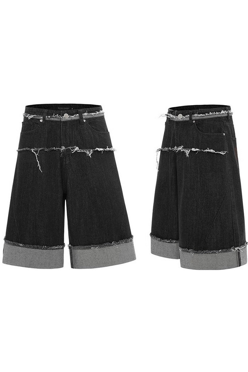 Cuffed Hem Denim Shorts