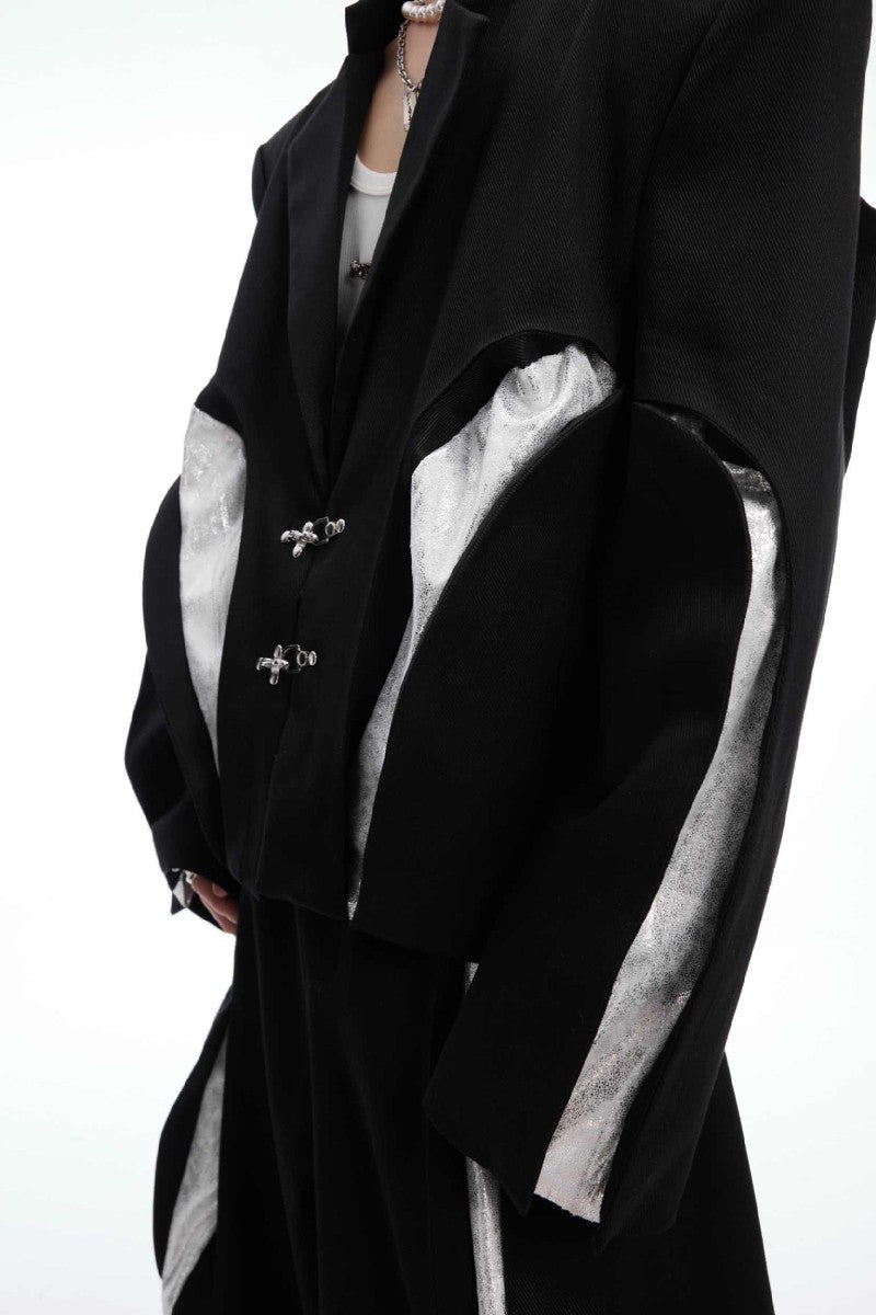 Deconstructed Textured Cropped Blazer
