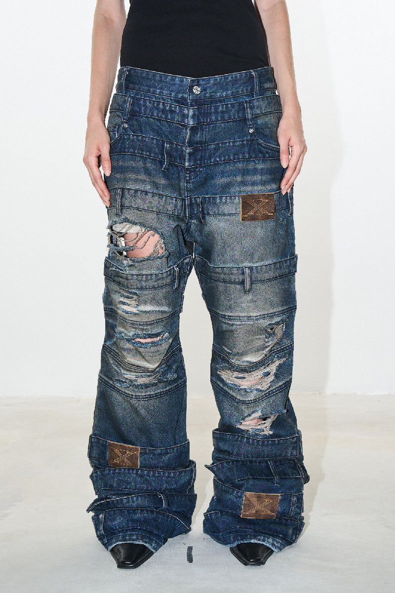 【COPPING ZONE】Mud-Dyed Distressed Washed Jeans 関税送料込 Mud-Dyed Distressed Washed Jeans – Copping Zone