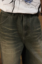 Faded Green Straight Jeans