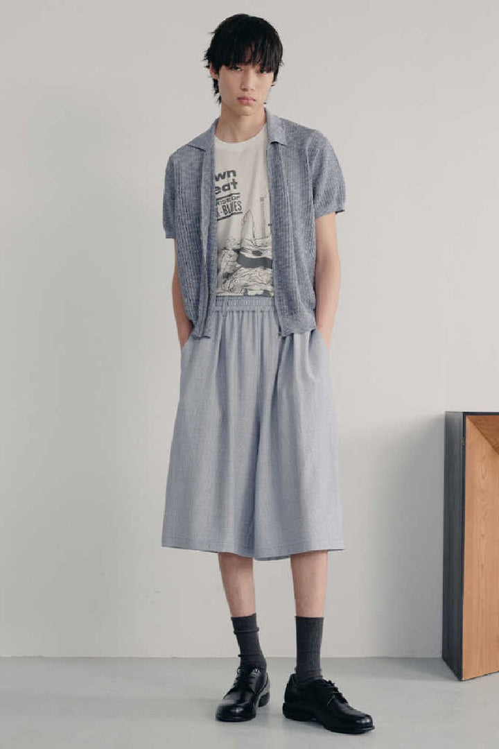 Pleated Check Capri Pants