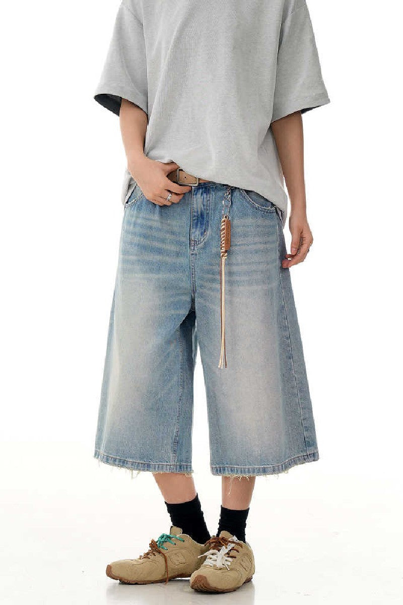 Teal Blue Cropped Jorts