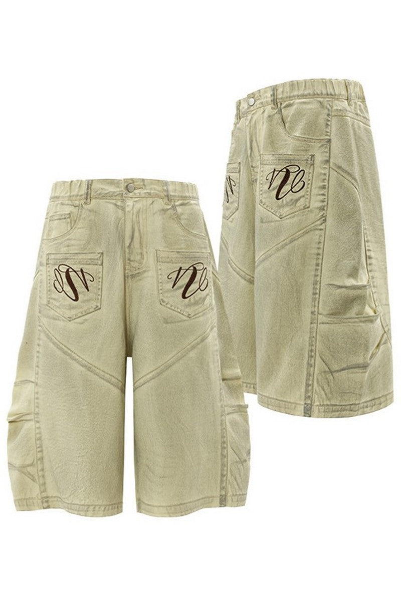 Inside-Out Dirty Denim Shorts