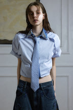 Rhinestone Stripe Patchwork Shirt