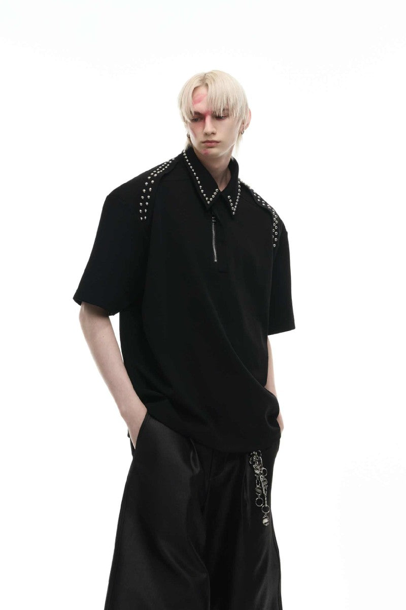 Metal Trim Studded Polo
