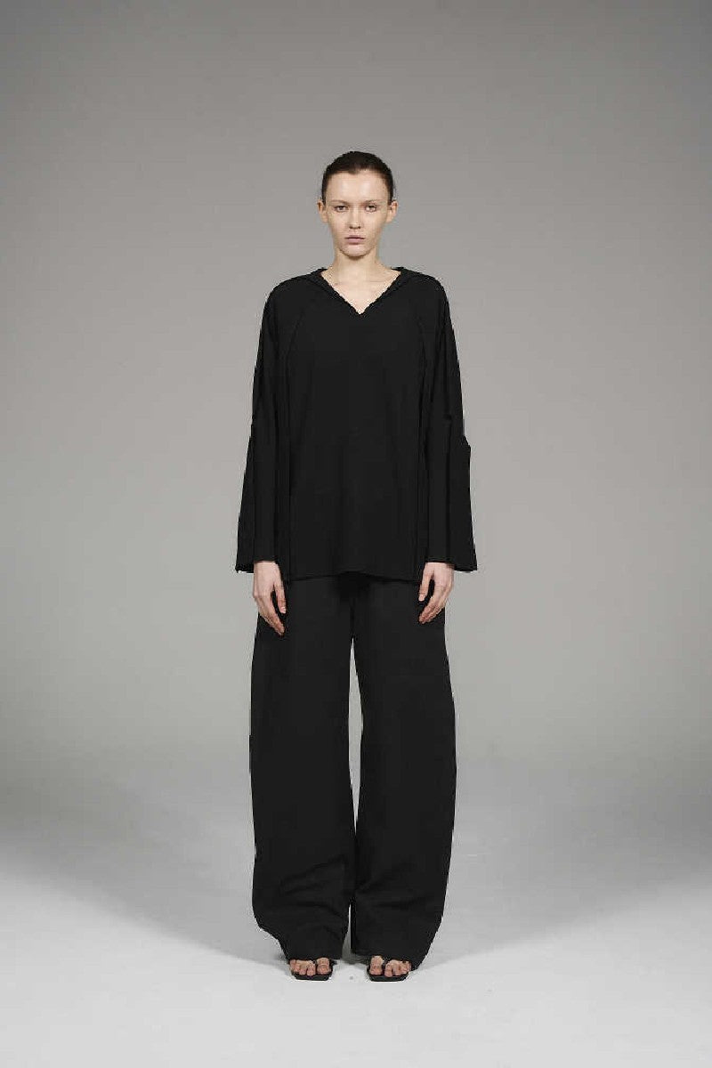 V-Neck Draped Long Sleeve Tee