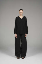 V-Neck Draped Long Sleeve Tee