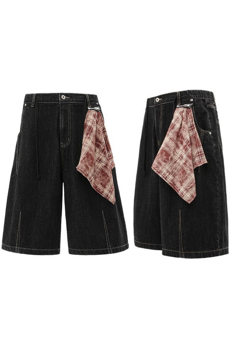 Patchwork Bandana Denim Shorts