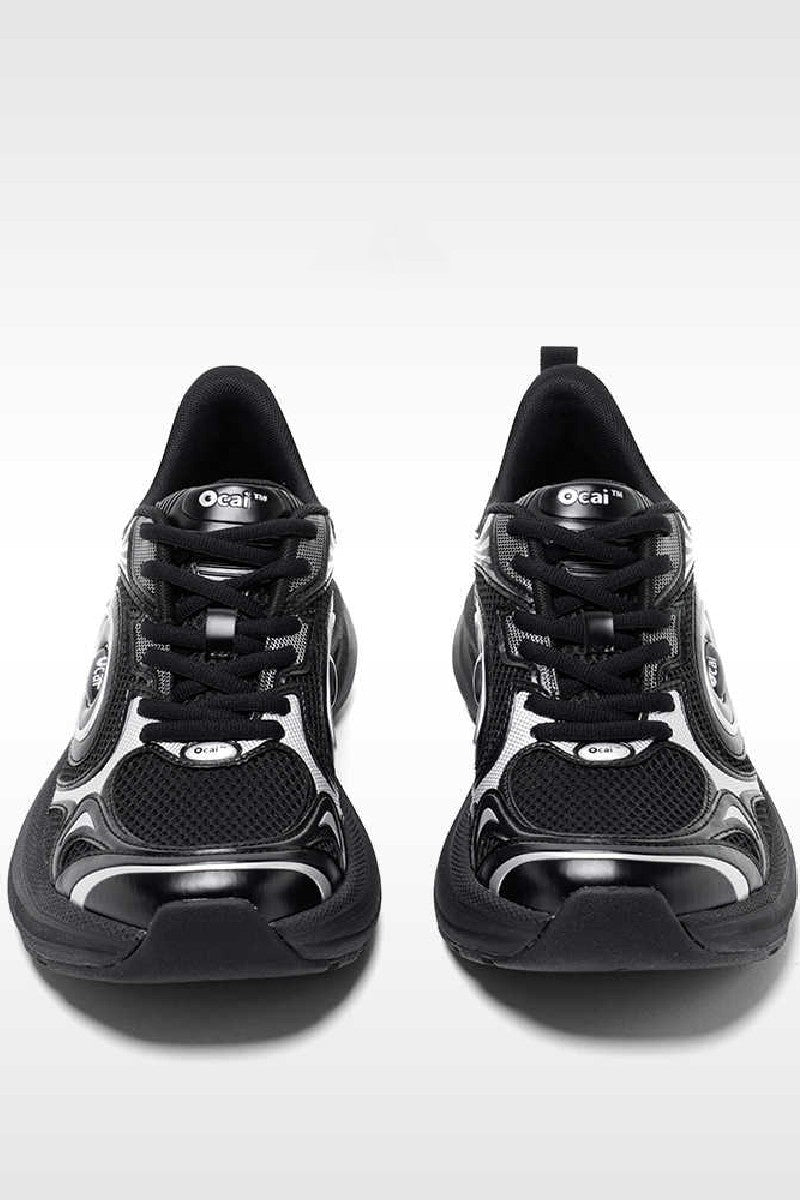 Black Silver Disk Runtech Sneakers