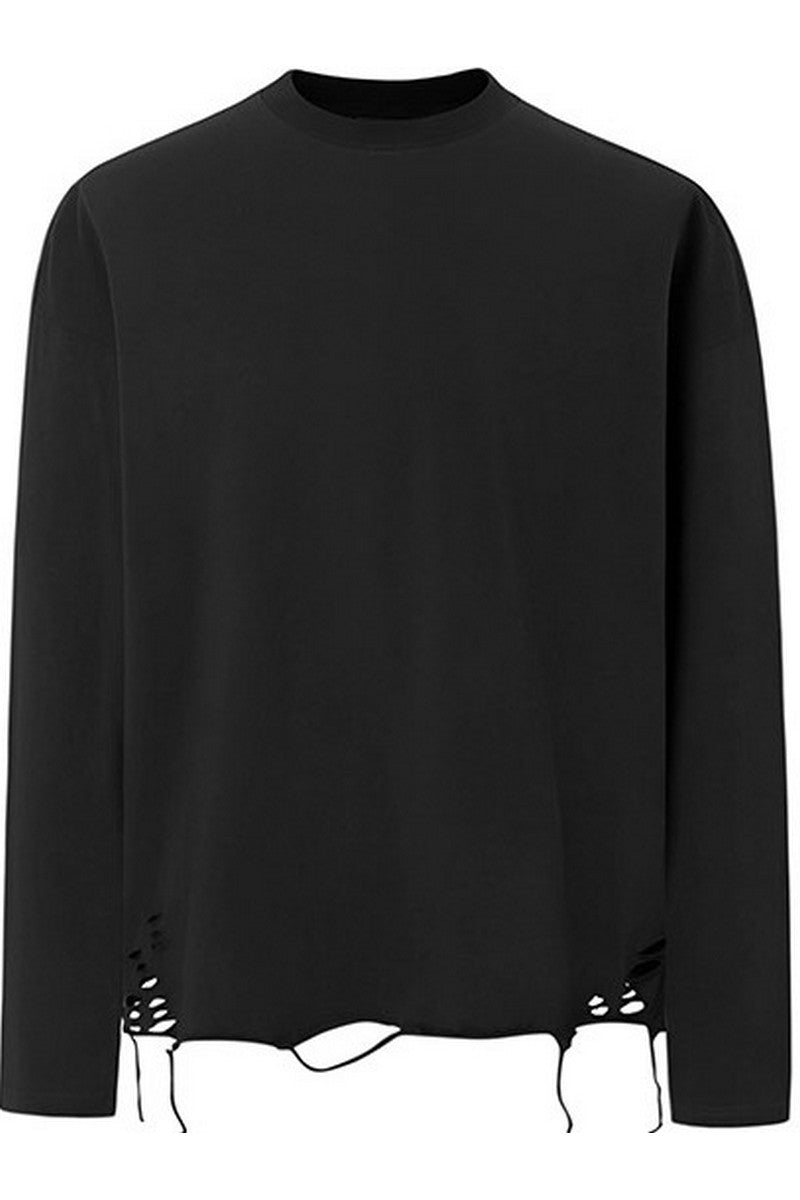 Distressed Cotton Long Sleeve