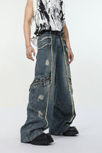 Distressed Cargo Pocket Jeans