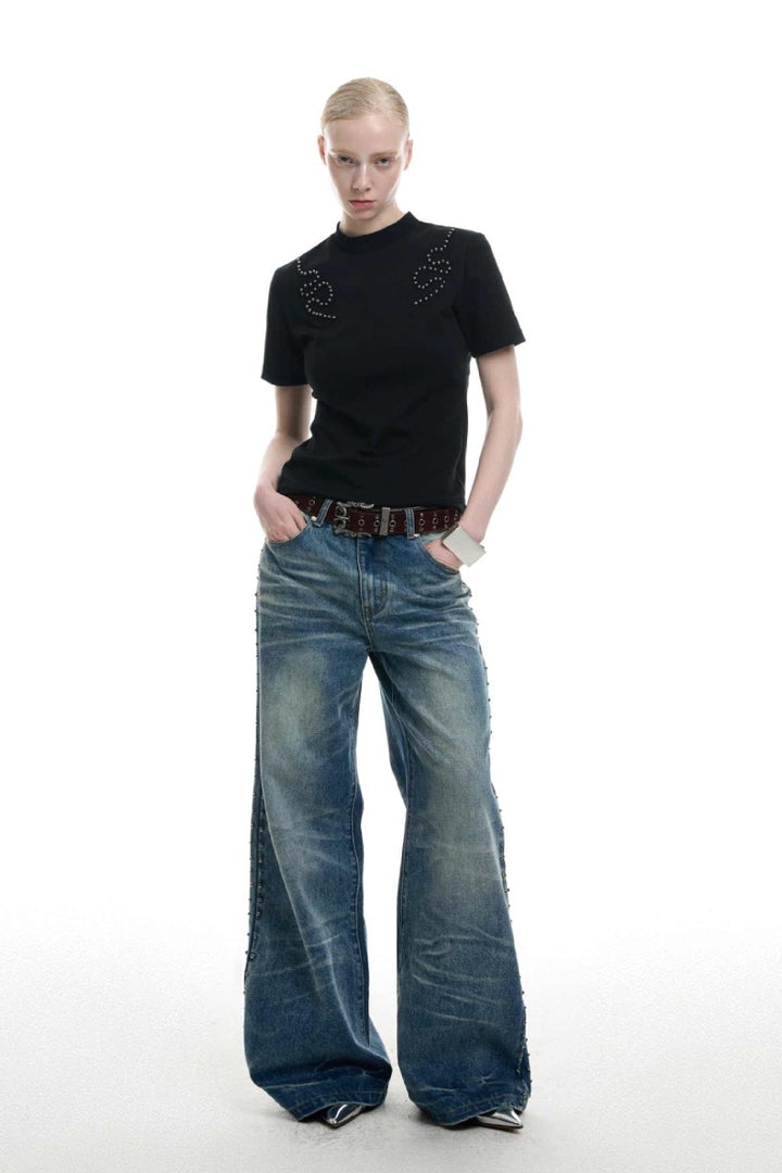 Spine Studded Fitted Tee