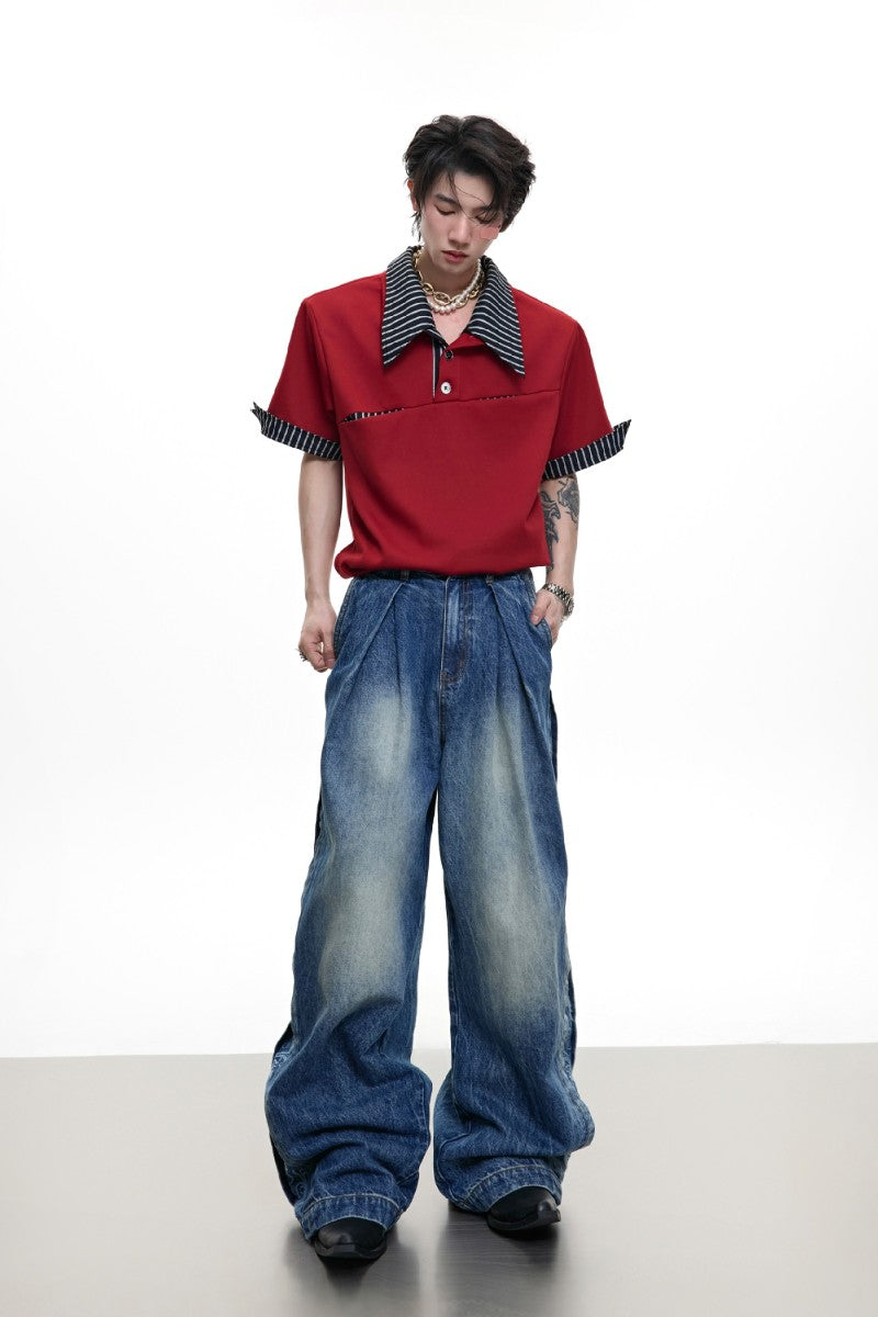 Washed Gradient Embroidered Jeans