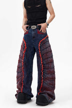 Rose Embroidered Deconstructed Jeans