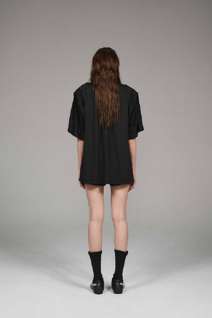 Oversized Pleated Logo Tee