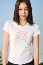 Floral Embroidered Logo Slim Tee