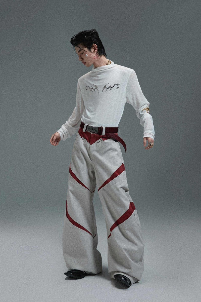 Mesh Fitted Metallic Print Tee