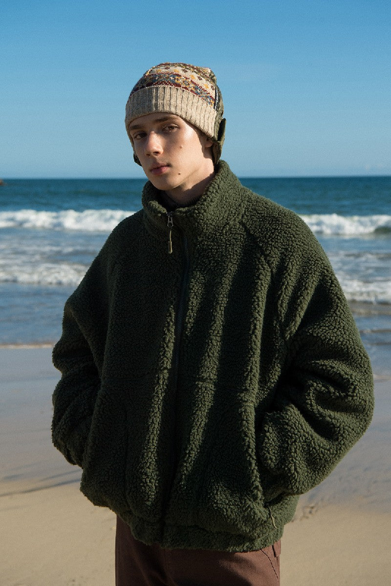 Fleece Stand Collar Windproof Outdoor Jacket