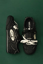 College Black Denim Trainer Sneakers
