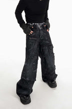 Double Layer Hand-Painted Jeans