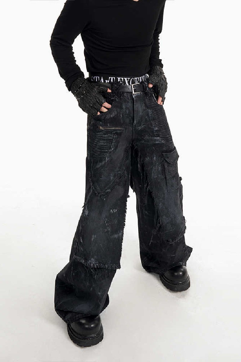 Double Layer Hand-Painted Jeans