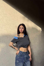 Asym Shoulder Embroidered Polo
