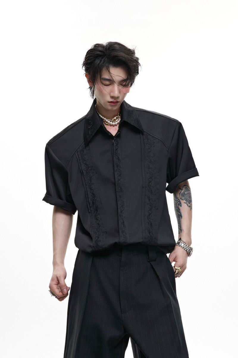 Embroidered Padded Shoulder Shirt