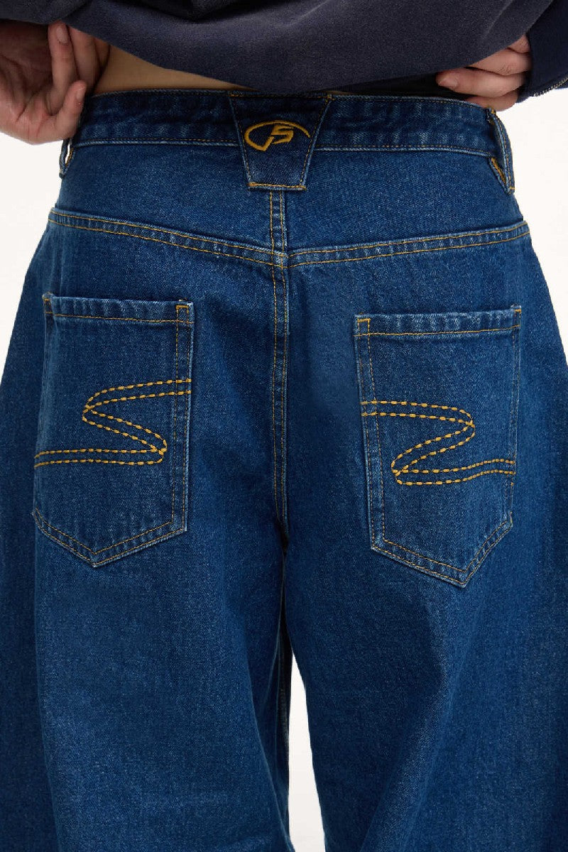 Vintage Wash Blade Leg Jeans