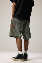 Distressed Washed Cargo Shorts