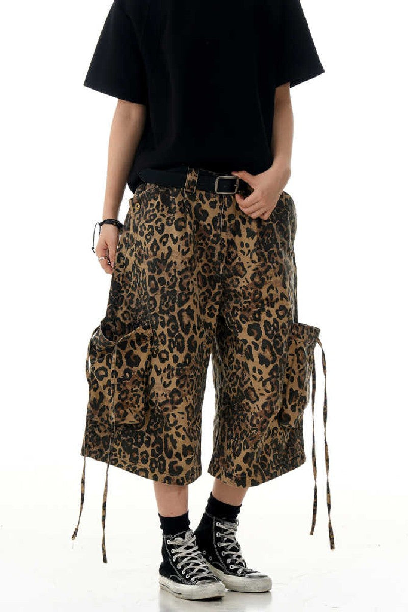 Leopard Print Cargo Jorts