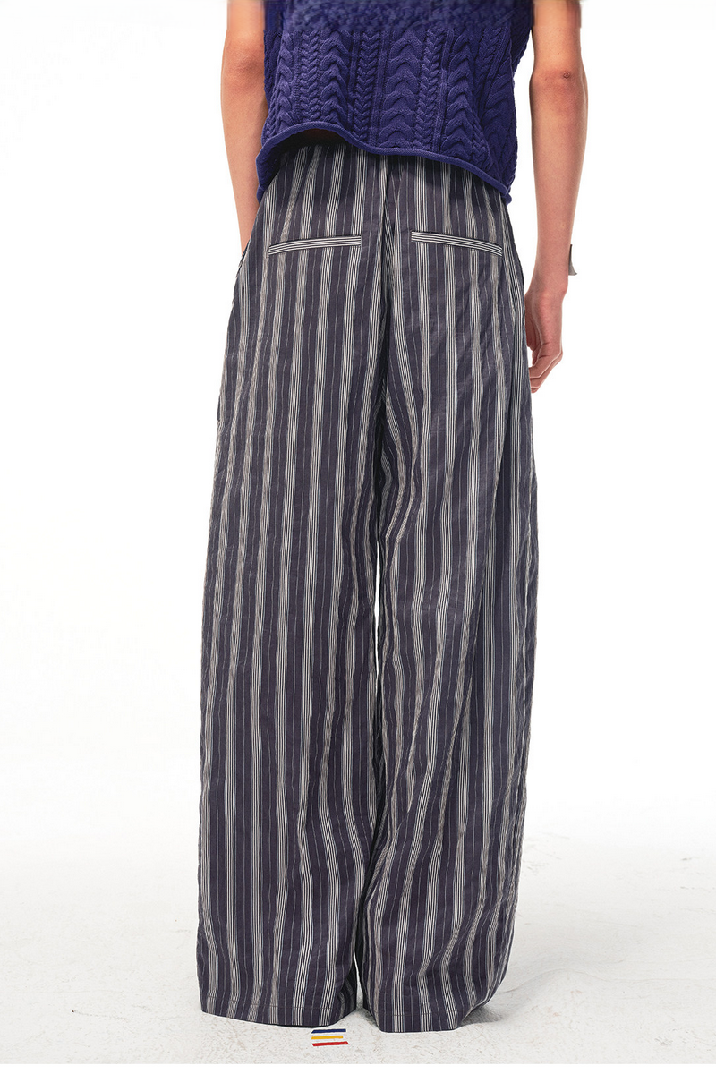 Curved Panel Striped Trousers