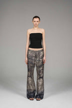 Snakeskin Print Faux Leather Pants