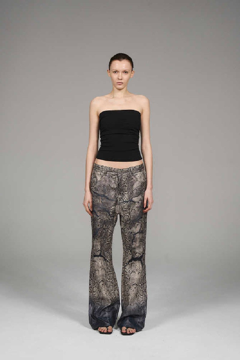 Snakeskin Print Faux Leather Pants