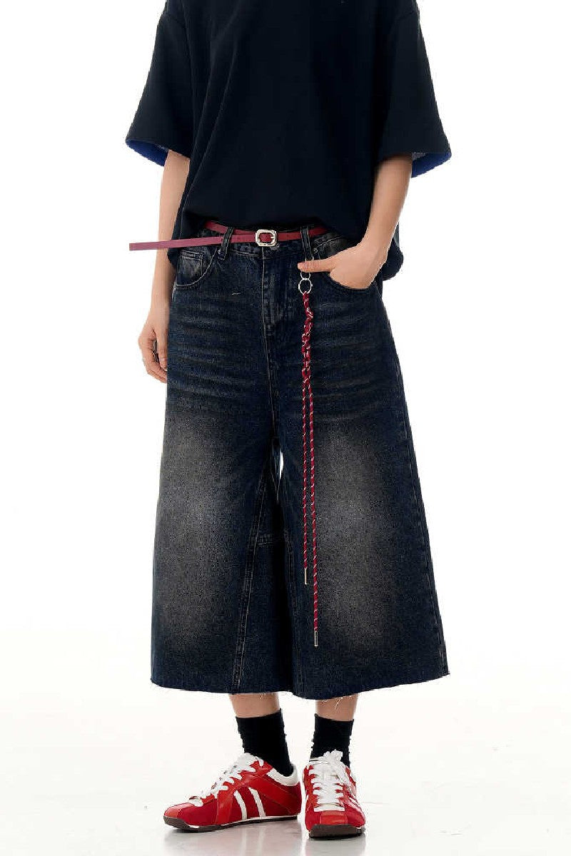 Washed Blue Cropped Jeans
