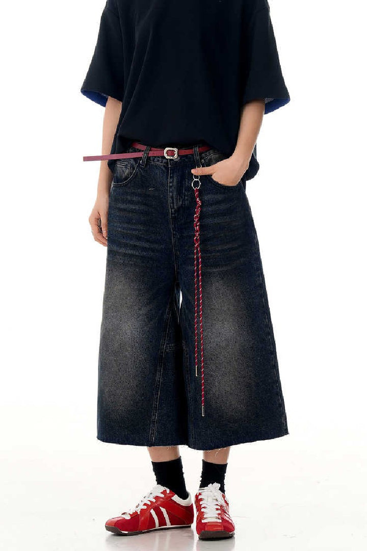 Washed Blue Cropped Jeans