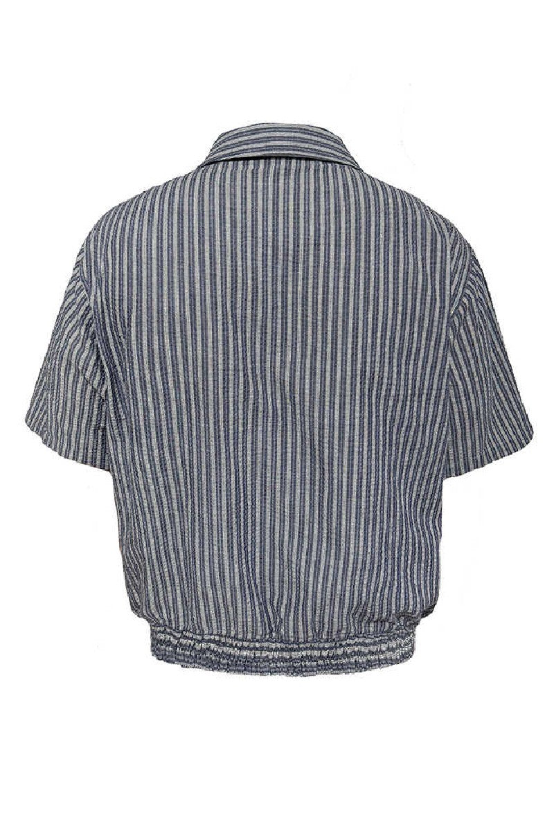 Crinkle Stripe Curved Shirt