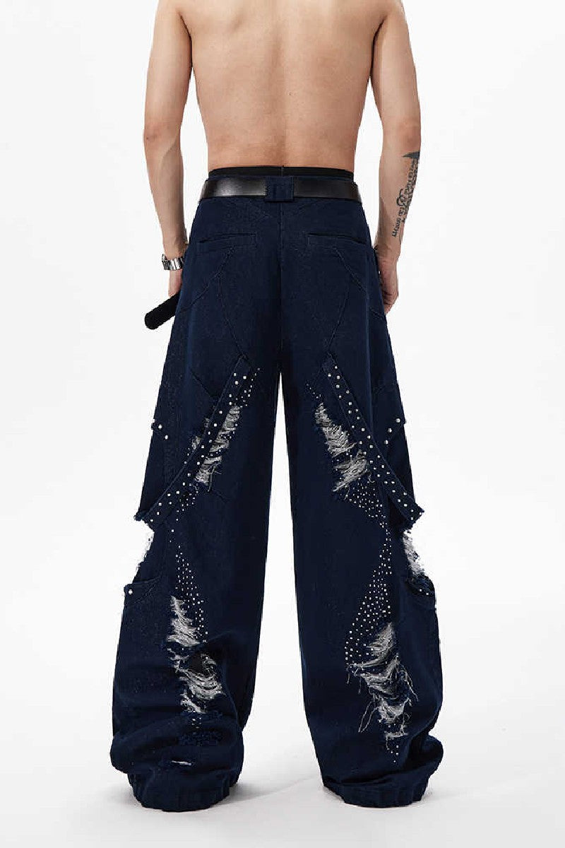 Pearl Studded Distressed Jeans