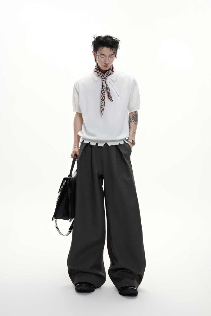 Embroidered Pleated Vintage Trousers